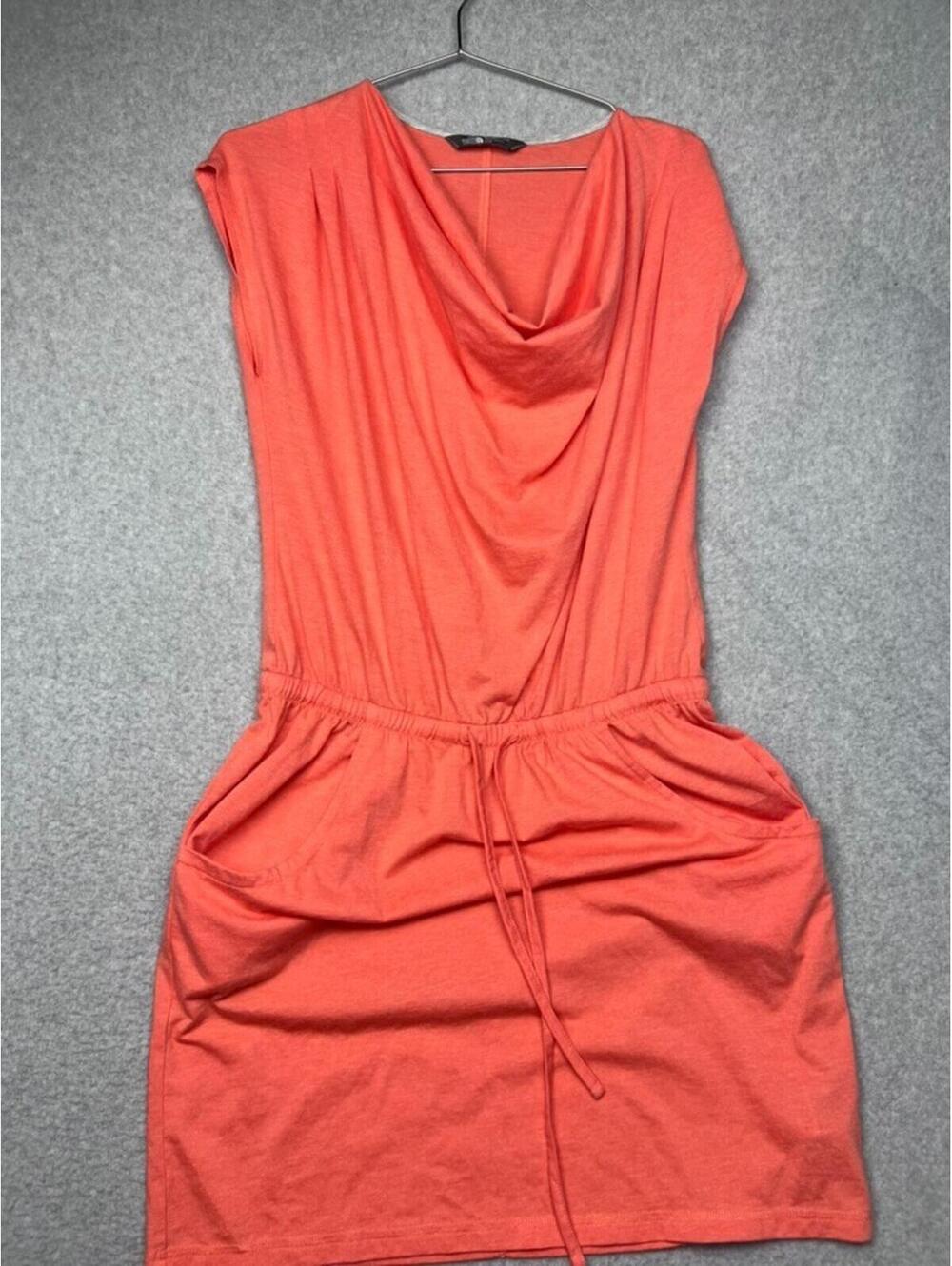 The North Face Dress M Orange Aurora Cowl Neck Drawstring Pockets Hiking Gorpcor